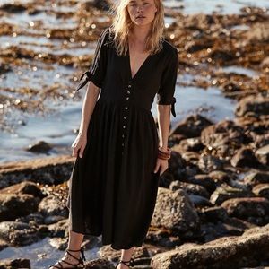 Free People Love of My Life MIDI Black Dress Sz S